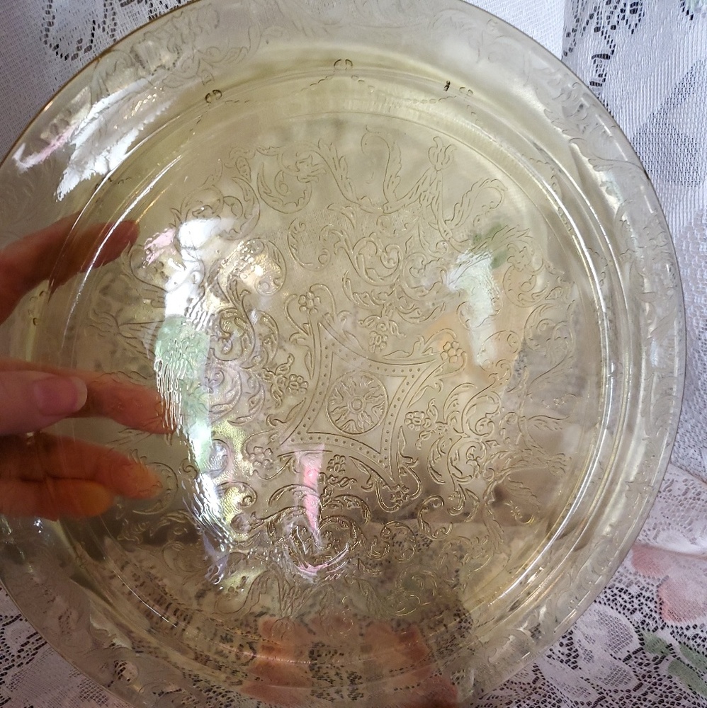 Antique Depression Glass cake plate